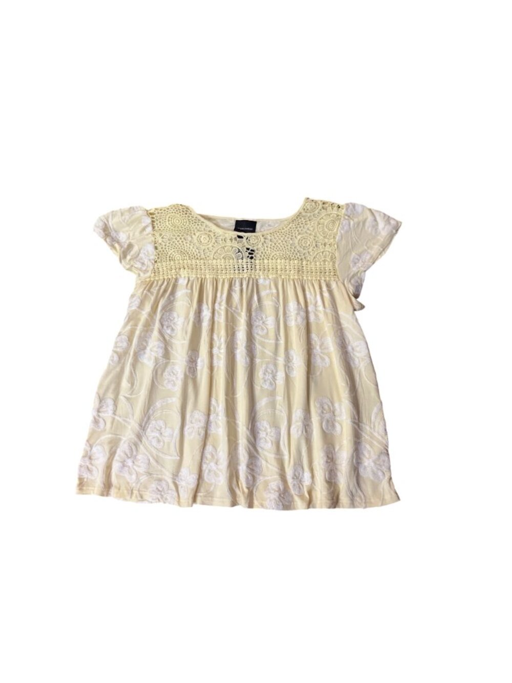 Liv Los Angeles Top Womens 1X NWT Yellow Embroidered Crochet Boho Blouse - Picture 3 of 13